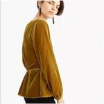 J.Crew  Faux-wrap top Blouse draped velvet J4962 yellow gold Photo 3