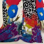 Simply Art Dolcezza Top Womens Medium Button Up Shirt Floral Artsy Boho Shell Red Photo 2