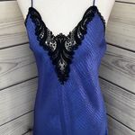 Vintage Lucie Ann II Blue & Black Satin & Lace Lingerie Slip Nightgown Dress Photo 1