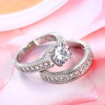 Boutique NEW 2pc Set 2 Carat Solitaire Diamond Engagement Wedding Photo 3