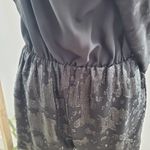 BCBGeneration Black Spaghetti Strap Tiered Shimmer Romper S Photo 7