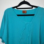 Oh My Gauze Turquoise Cotton Tunic Fringe Asymmetrical Lagenlook Artsy Boho OS Blue Size undefined Photo 5