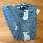 Tinseltown  Womens Size 9 Blue Distressed Mom‎ Jeans High Rise Frayed Hem Photo 0