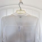 Sans Souci  Small Color Block Button Front Black Cream Semi Sheer Blouse NWT Photo 3