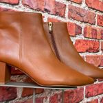 L'Agence Caramel Leather Jeanne Block Heel Pointed Toe Booties Photo 2