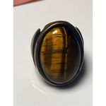 Adjustable Stretchy Large Tigers Eye Men or Women’s Statement Vintage Ring Brown Photo 8