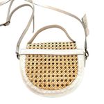 LUSANA Nicole Woven Rattan/Faux Leather Crossbody NWT‎ Tan Photo 2