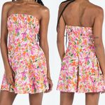 Hello Molly  Strapless Floral Mini Dress Pink Sz 10 Photo 1