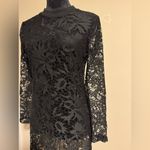 Boohoo EUC  Black Floral Lace Zip Up Long Sleeve Sheer Dress size 6 Photo 2