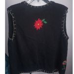 kim rogers Women's Poinsettia VTG Ugly Christmas Sweater Holiday Vest Beaded Med Photo 2