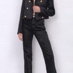 ZARA  WOOL BLEND CROPPED METAL GOLD BUTTONS PEA COAT JACKET BLACK SIZE XL NEW Photo 4