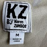 KZ By Karen Zambos Feather Print Layered Mini Dress Scoop Neck Yellow Medium Photo 2