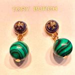 Tory Burch NEW  Gold/Blue/Green Malachite dangle earrings with Dust bag Photo 0