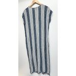 Lulus Dress Size Small White Blue Striped Short Sleeve V Neck Side Slit Photo 4