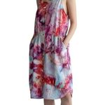 Old Navy  Medium Dress Handmade Tie Dye Linen Button Front Pockets Pink Boho 1750 Photo 0