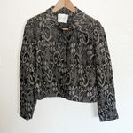 Doncaster  Black And Gold Floral Cropped Button Blazer With Shoulder Pads Photo 0