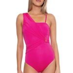 Trina Turk ππ Monaco Solids One Shoulder One Piece Swimsuit ~ Pink 2 NWOT Photo 5