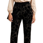 Liz Claiborne  Career Black Velvet Floral Pants‎ Women’s Size Large Photo 0