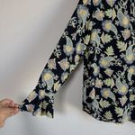 Loft Women's Long Sleeve Navy Floral Paisley Design Flutter Sleeves Blouse Sz XS Photo 4