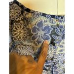 HD in Paris Anthropologie  Blue Lace Floral Overlay Blouse Size 6 Boat Neck Photo 4