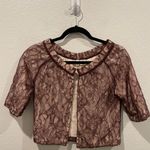 Anthropologie MOTH Brown Lace Short Sleeve Cardigan Photo 0