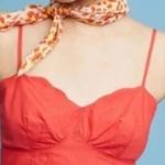 Anthropologie MAEVE Red Bo Scalloped Buttons Back Top Photo 0