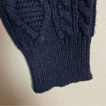 J.Crew Sweater Dress Funnel Neck Med Navy Blue Cable Knit Lambs Wool Polyamide Photo 5