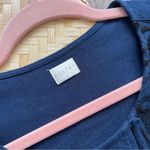 Poetry  embroidered navy blue black linen midi dress lagenlook art to wear size 2 Photo 4