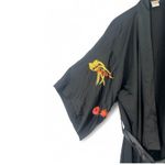 NATORI M Kimono Robe Satin Tie Waist Embroidered Womens Black Sleepwear Pajama Size undefined Photo 2