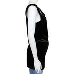 Vintage Y2K Black Velvet Asymmetrical Rhinestone Sequin Beaded Going Out Top M/L Size M Photo 4