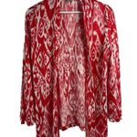 Chico's Chico’s Size 0 S Cardigan Ikat Flare Linen Scarlet Flame Open Front Boho Elegant Photo 1