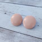 Vintage Clip On Earrings Light Peach Pink Tone Circular 0.75" Photo 2