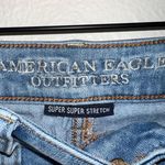 American Eagle AE Light Wash Denim Super Super Stretch Hi Rise Shortie Shorts Photo 2
