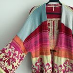 Free People Surf Sweater XS/S Kimono Boho Cotton Knit Cardigan Coastal Colorful Photo 1