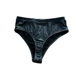 iHeartRaves  Black Faux Leather Cheeky Bikini Bottom Festival Rave Size Large Photo 2