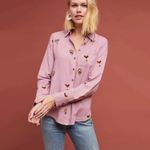 Anthropologie "County Fair" Embroidered Hot Air Balloon Button Down Top 4P Photo 2