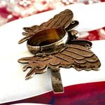 Vintage Taxco Sterling Silver Butterfly Ring w/ Tiger’s Eye – Signed JSS Photo 2