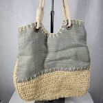 Sun n Sand Woven Tote 18"x17" Large Gray Tan Beach Pool Shoulder Bag Summer Gray Photo 8