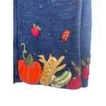 Tiara International Cardigan Fall Harvest Sweater Blue Embroidered Pumpkin S Photo 3