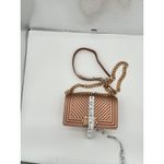 Jellypop Crossbody Bag Chevron Quilted Chain Strap Rose Gold Purse Handbag Small Pink Photo 2