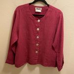 Flax Linen Button Front Swiss Dot Lagenlook Shacket Size Small In Raspberry Photo 0
