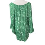 Zac & Rachel Floral Tropical Flare Bell Sleeve Pullover High Low Blouse Size 2X Green Photo 5
