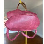 None Mauve Leather Backpack Boho Zip Travel Office Streetwear Festival Indie Weekend Photo 2