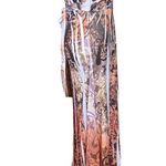 Chesley women's size medium maxi dress peach cream black tie back butterfly Photo 2