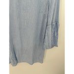 Old Navy  Top Women SMALL Blue White Striped 3/4 Sleeve Bell Cuff V-Neck Photo 2