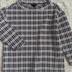 Ann Taylor  Plaid Mock Neck Structured Sweater Top Photo 2