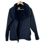 Columbia  Open Drape Sweater Navy Blue Sherpa Lined Thick & Warm Size Small Photo 0