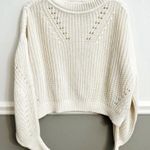 La Ligne Ivory Cream Cable Knit Balloon Sleeve Crew Neck Sweater Extra Small Size XS Photo 0