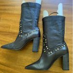 Free People  Dakota Heel Studded Leather Western Boots Black Gold Silver EU 41 Photo 13