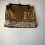 prAna ‎ Skirt 8 Brown Corduroy Mini Lace Patchwork Boho Organic Cotton Fairy Photo 4